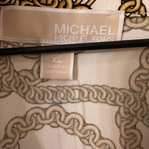 Michael Kors | NWT XL Long Sleeve Gold Chain Print 1/4 Zip Top Luxury Old Money - Picture 8 of 11